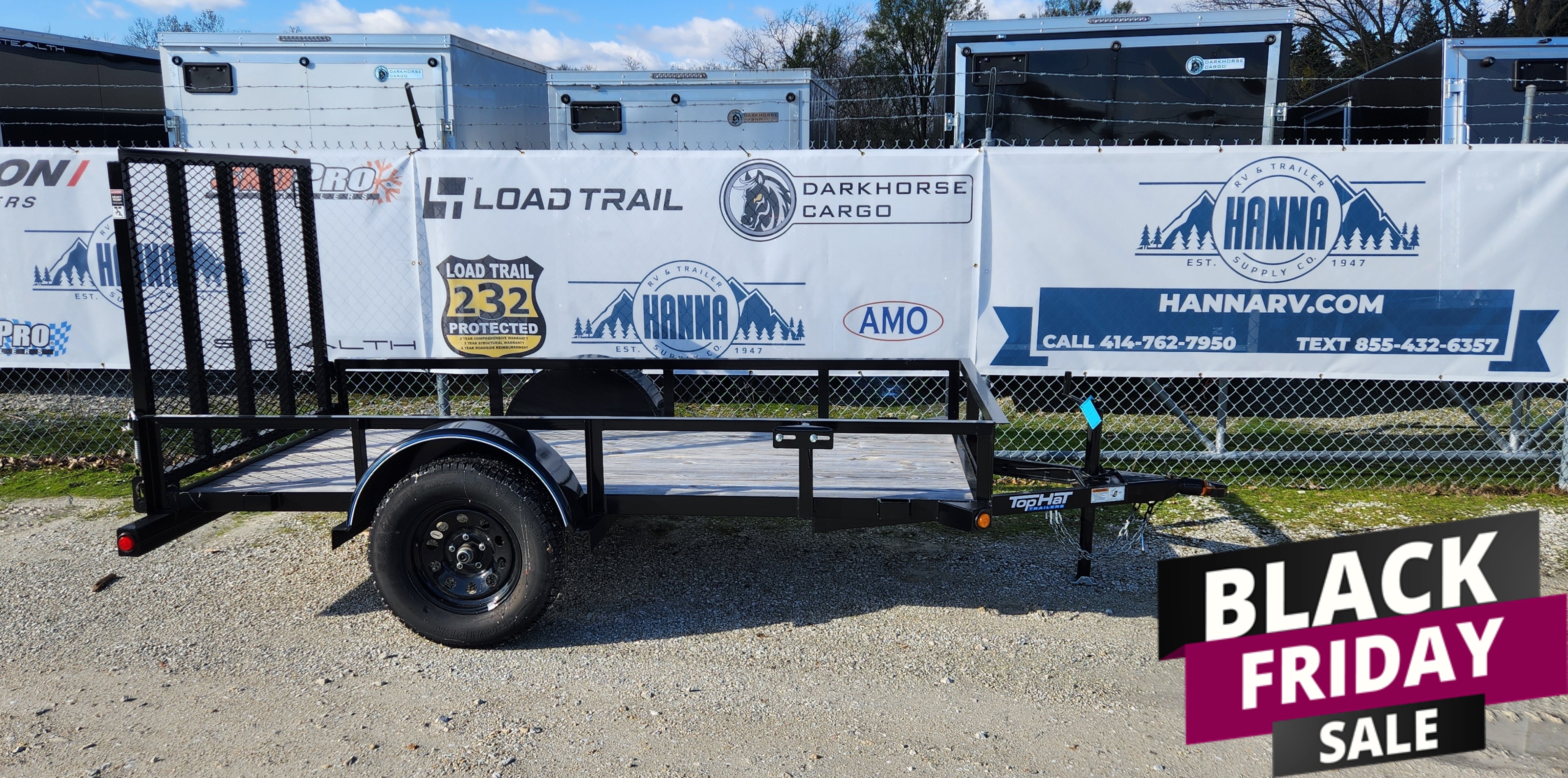 Top Hat 5 X 10 Steel Single Axle Utility Trailer with Ramp Gate, 12" High Steel Side Rails